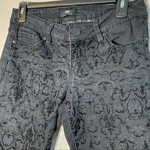 Vintage YMI Black Velvet Damask Print Skinny Jeans 9